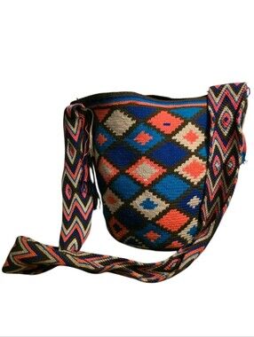 Wayuu Mochila Colombian Bucket Bag Large Woven Authentic Crossbody